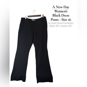 A New Day Black Dress Pants – Tailored Straight Leg Stretch Trousers Size 16